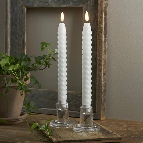 Star Trading Komplet 2 belih voščenih sveč LED Star Trading Flamme Swirl Antique, višina 25 cm