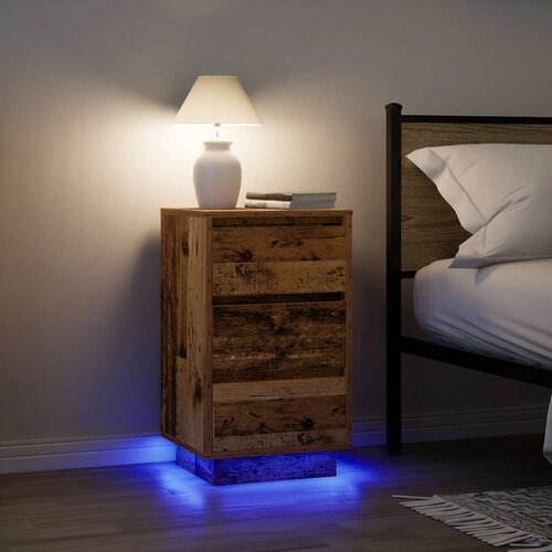 vidaXL Noćni ormarić s LED svjetlima boja drva 38x34x65 cm Cijene