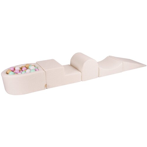 MeowBaby Foam Playground 4-delni komplet za igranje bazena s penasto žogo, 100 žog, boucle, bela: pastelno roza/mint/bela/bež, (21295250) Slike