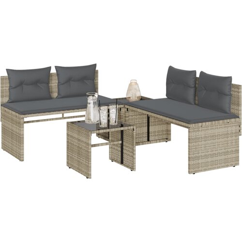 VidaXL 4-dijelni set vrtnih sofa s jastucima svijetlosivi poliratan Slike