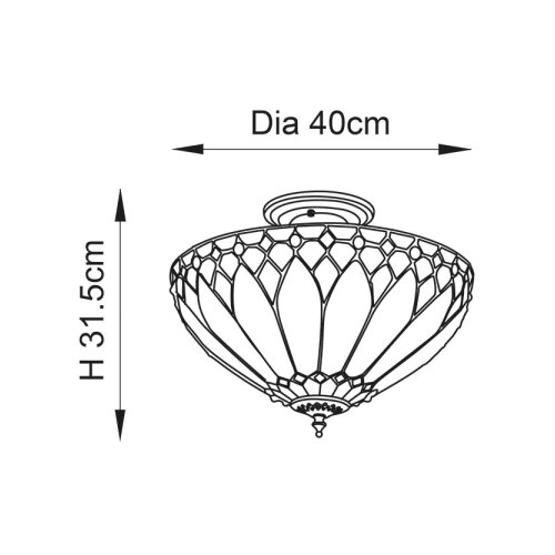 Endon 63978 - plafonski luster tiffany brooklyn 3xE27/60W/230V &amp;oslash; 40 cm Slike