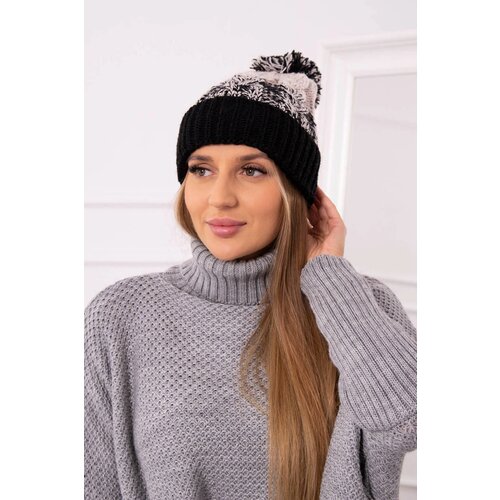 Kesi Cap with a pompom Abigail K326 beige+black Cene