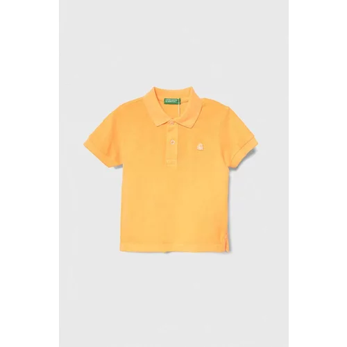 United Colors Of Benetton Otroški bombažen polo oranžna barva