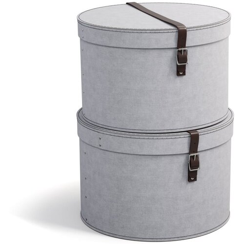 Bigso Box of Sweden Svetlo sive kartonaste škatle s pokrovom za shranjevanje v kompletu 2 ks ø 37,5x25,5 cm Rut – Cene