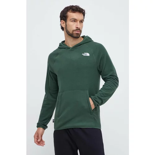 The North Face Flis pulover zelena barva, s kapuco