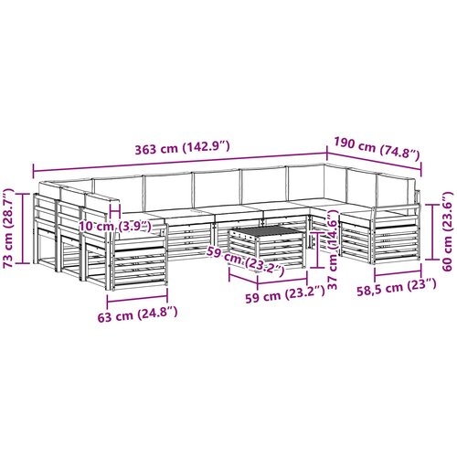  Set vanjskih sofa 11 kom. Prirodna i krem Slike