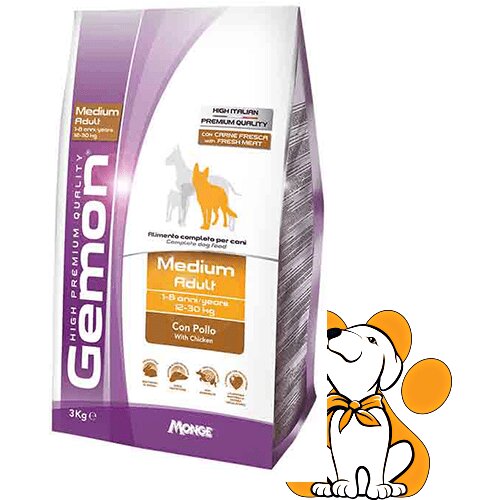 Gemon medium Adult with Chicken 3kg, Kompletna Hrana za Zdravlje i Vitalnost Slike