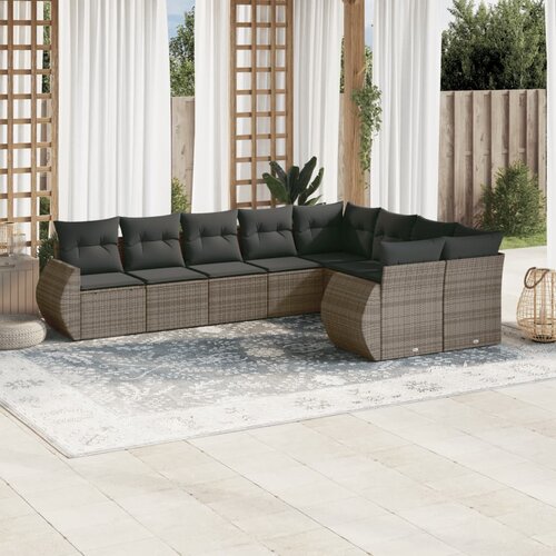 vidaXL 9-dijelni set vrtnih sofa od poliratana s jastucima sivi Cijene