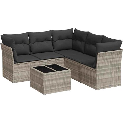  6-dijelni set vrtnih sofa od poliratana s jastucima svjetlosivi Slike
