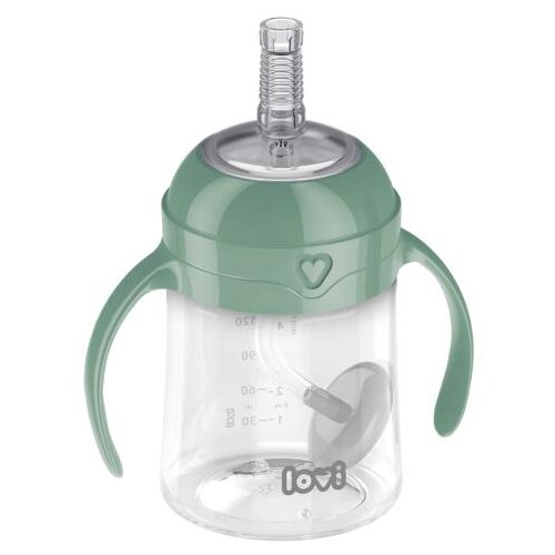 Lovi First Cup With Weighted Straw Green 6m+ šalica sa slamčicom i utegom 150 ml za otroke Cijene