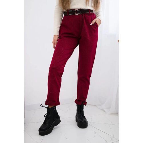 Kesi Włoski Viscose trousers with a fine pattern burgundy Cene