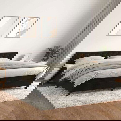  S oprugama i madracem crni 200x200 cm baršunasti Cijene