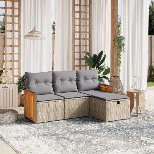 vidaXL 4-dijelni set vrtnih sofa s jastucima bež od poliratana Cijene