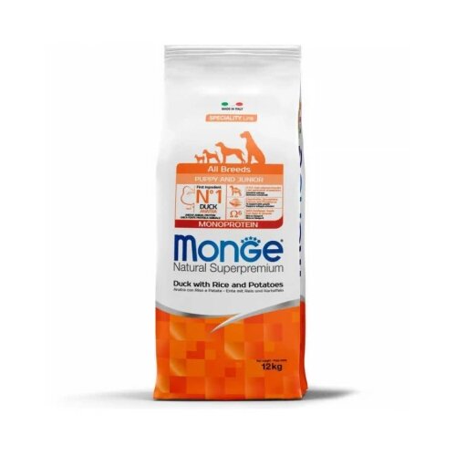Monge natural superpremium dog all breeds puppy and junior monoprotein duck with rice and potatoes Cene