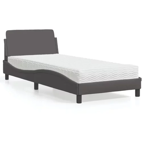 vidaXL Krevet s madracem sivi 90 x 190 cm od umjetne kože