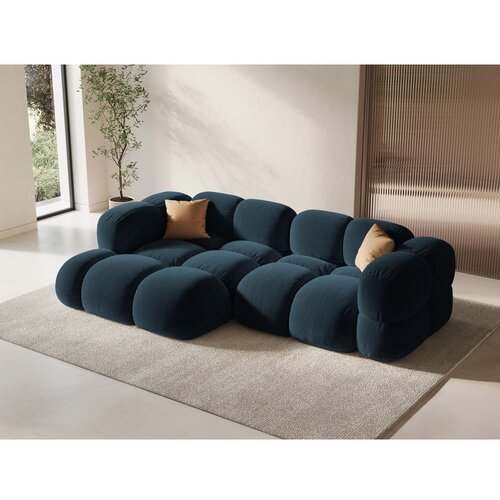Cosmopolitan Design Temno modra žametna kotna sedežna garnitura (levi kot/z ležalnikom) Loretto &amp;ndash; Slike