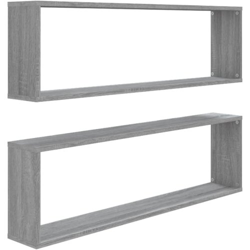  Kockaste zidne police 2 kom boja hrasta 100 x 15 x 30 cm drvene Slike