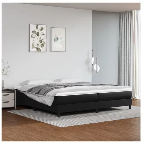  Box spring posteljni okvir črn 200x200 cm umetno usnje