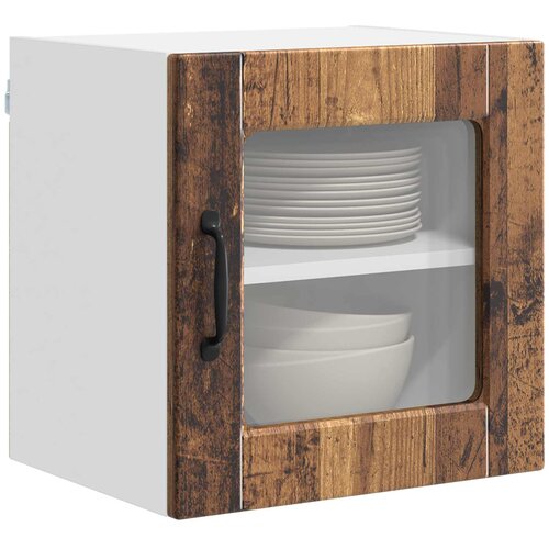  Zidni stakleni ormarić 2 pcs Staro drvo 40 x 31 x 40 cm Slike