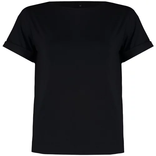 Trendyol Curve Black Boat Neck Knitted T-shirt