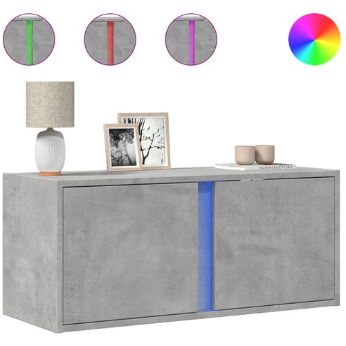 Maison Chic Stenska TV omarica - TV stojalo - Televizijska omarica z LED lučkami betonsko siva 80x31x35 cm, (21702267) Cene