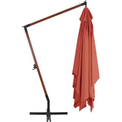  Konzolni vrtni suncobran s drvenim stupom 400 x 300 cm terakota Slike