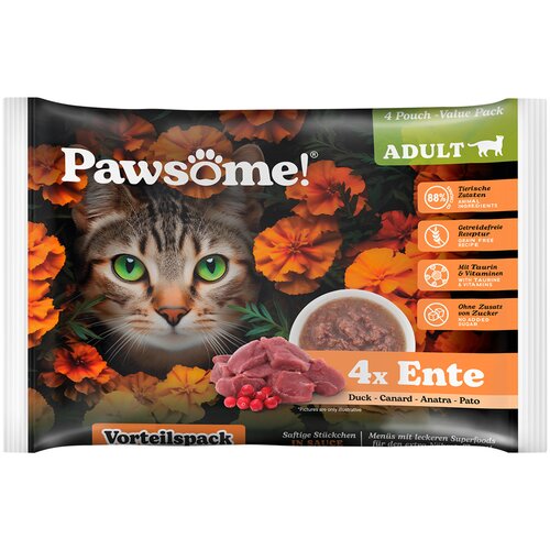 Pawsome Adult Cat 4 x 85 g - Pačetina Slike