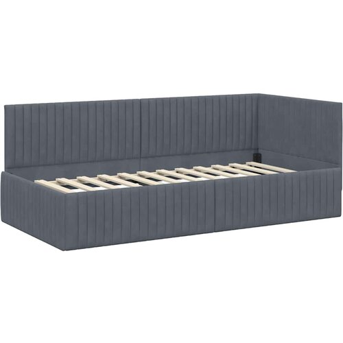 vidaXL Kotna postelja z vzglavjem Temno siva 90 x 200 cm Žamet, (5000069078) Cene