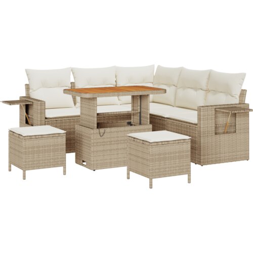 VidaXL 8-dijelni Vrtni Sofa Set s Jastučićima Bež Poly Ratan Akacija Slike