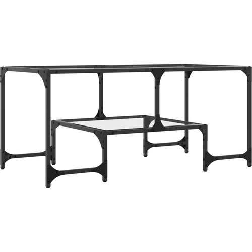  Stolić s prozirnom staklenom povr&amp;scaron;inom 98,5x50x45 cm čelik Slike