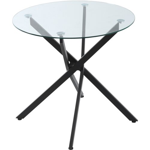 HOMCOM Steklena okrogla miza s prekrižanimi kovinskimi nogami, sodobna mizica za dnevno sobo in kabinet, 80x80x75 cm, črna, (20745689) Cene