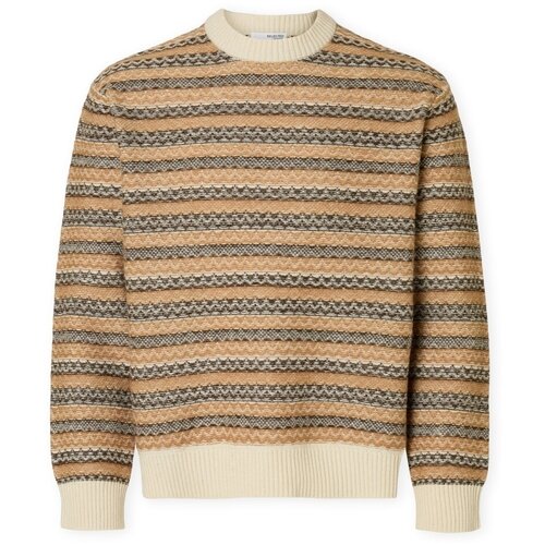 Selected Puloverji Revy Knit - Egret/Chipmunk Bež Slike