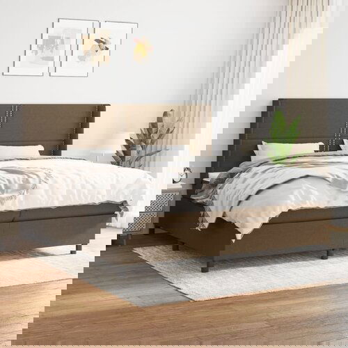 The Living Store Box spring postelja z vzmetnico temno rjav 200x200 cm blago - Box Spring Postelja, (21515514) Slike