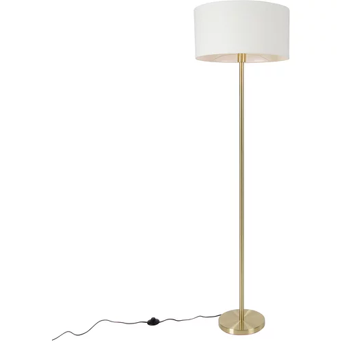 QAZQA Stoječa svetilka medenina s senčnikom bela 50 cm - Simplo