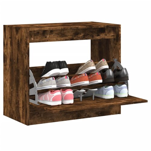  The Living Store Omarica za čevlje dimljeni hrast 80x42x69 cm inženirski les - Omarica Za Čevlje, (21485533) Cene