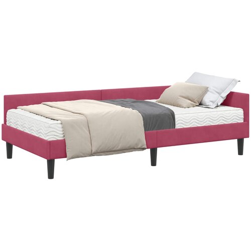  Kutni krevetni okvir s madracem 2 kom. Vinska crvena 90 x 190 cm Slike