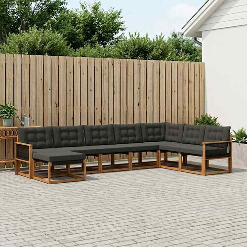  Set vanjskih sofa 8 kom. Prirodna i crna Čvrsto drvo akacije Cijene