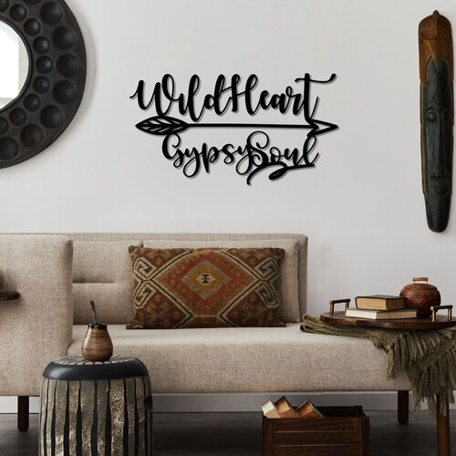 Wallity zidna dekoracija wild heart gypsy soul, 60 x 32 cm, crna Cene