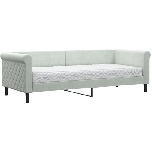  Dnevni krevet s madracem svjetlosivi 80 x 200 cm bar&amp;scaron;unasti Slike