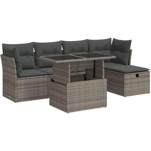 vidaXL 6-dijelni set vrtnih sofa od poliratana s jastucima sivi Cijene