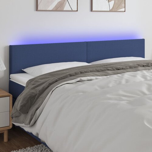 VidaXL LED uzglavlje plavo 200x5x78/88 cm od tkanine Slike