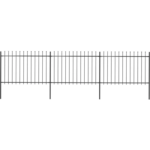 vidaXL Vrtna ograja s koničastimi vrhovi jeklo 5,1x1,2 m črna