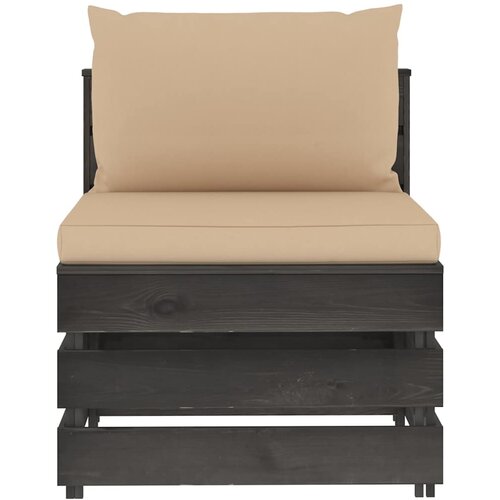  Modularna srednja sofa s jastucima od sivo impregniranog drva Siva Slike