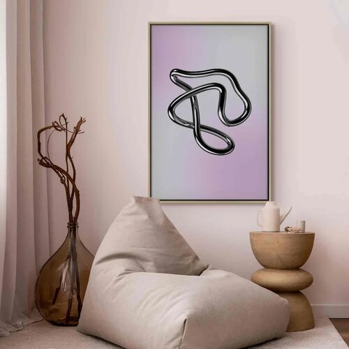 Slika - Silver Intricacies - Fluid Metallic Figure on a Gradient Background 80x120 U prirodnom drvenom okviru Slike