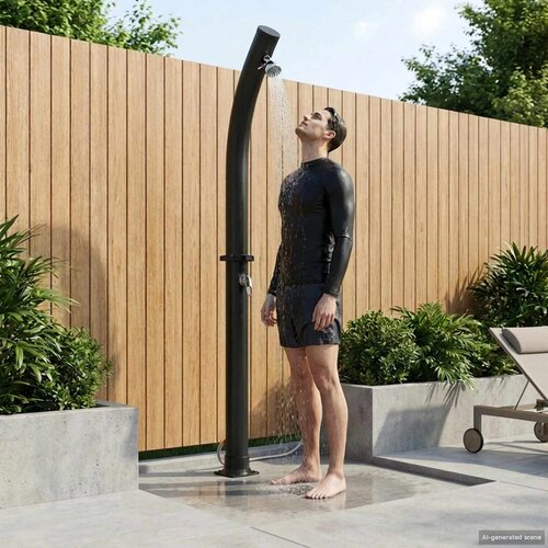  Solarni tuš s tušem glavom 20 l PVC, ABS, Legirani cink Crna Cene