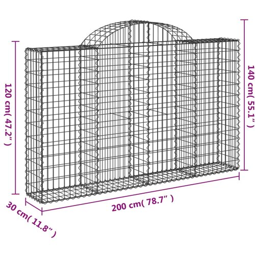  Lučne gabionske ko&amp;scaron;are 12kom 200x30x120/140cm pocinčano željezo Slike