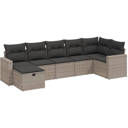 Maison Chic Seti vrtnega pohištva - Vrtna garnitura - Vrtni pohištvo set 7-delna z blazinami siv poli ratan, (21802514) Cene