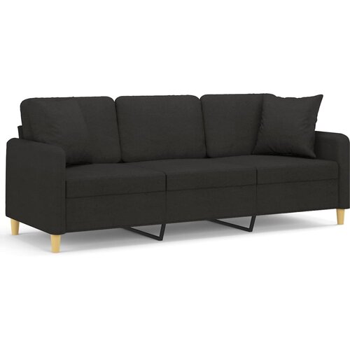 VidaXL Kavč dvosed z blazinami črn 180 cm blago, (20924397) Slike