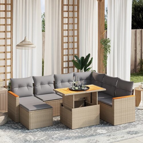 vidaXL 8-dijelni set vrtnih sofa od poliratana s jastucima bež Cijene