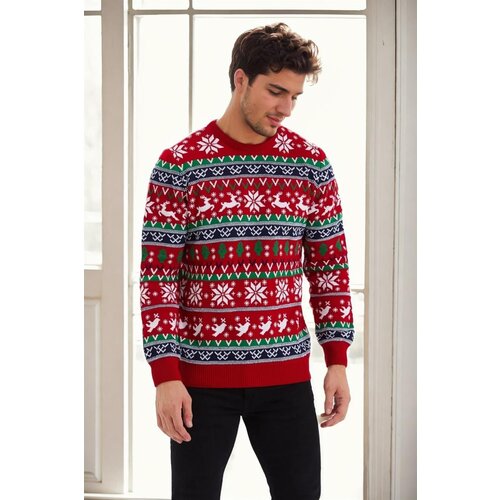 Dewberry 82363 Christmas Mens Sweater-RED-1 Slike
